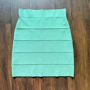 BCBG Max Azria Turquoise Blue Green Bandage Knit Mini Skirt M